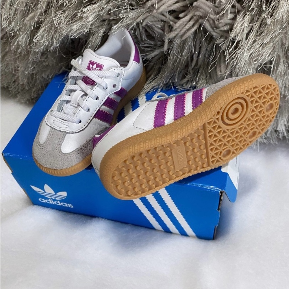 Adidas Kids' Purple and White Sneakers